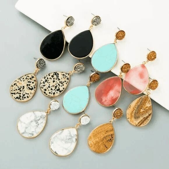 2/$21 Black Spotted Ladies Fashionable Dangle Earrings - Picture 2 of 4